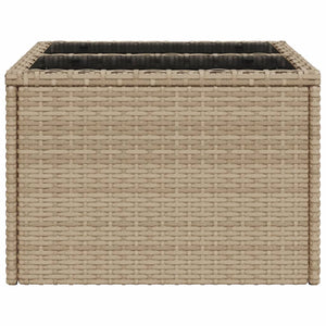 vidaXL Gartentisch mit Glasplatte Beige 55x55x37 cm Poly Rattan