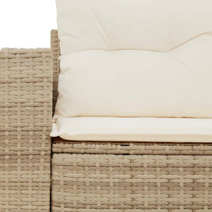 Gartensofa mit Kissen 2-Sitzer Beige Poly Rattan