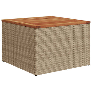 Gartentisch Beige 55x55x37 cm Poly Rattan und Akazienholz