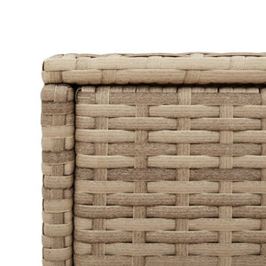 vidaXL Garten-Beistelltisch Glasplatte Beige 58x27,5x55 cm Poly Rattan