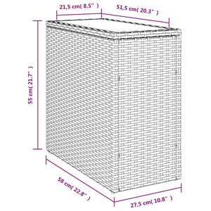 vidaXL Garten-Beistelltisch Glasplatte Beige 58x27,5x55 cm Poly Rattan