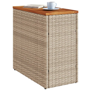 vidaXL Garten-Beistelltisch Holzplatte Beige 58x27,5x55 cm Poly Rattan