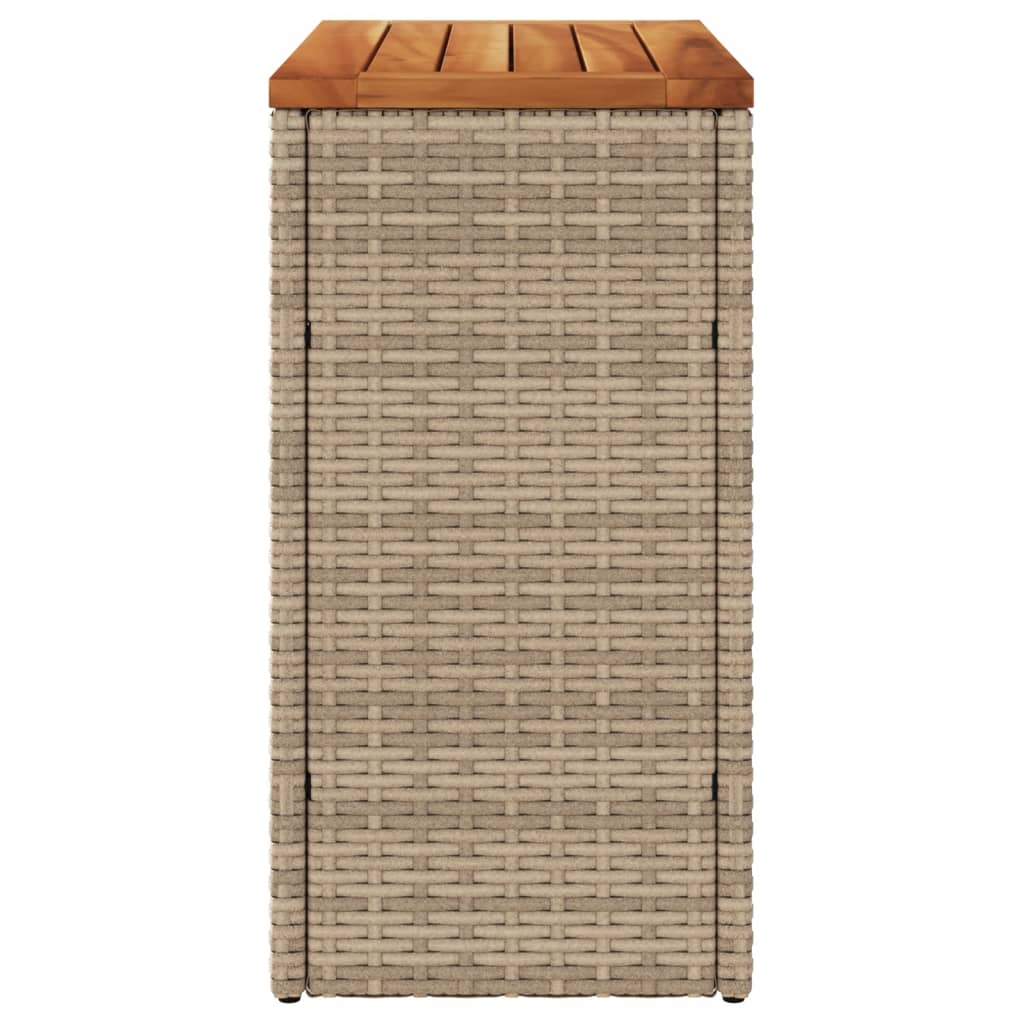 vidaXL Garten-Beistelltisch Holzplatte Beige 58x27,5x55 cm Poly Rattan