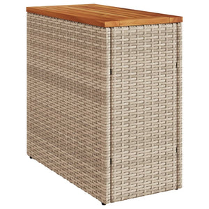 vidaXL Garten-Beistelltisch Holzplatte Beige 58x27,5x55 cm Poly Rattan