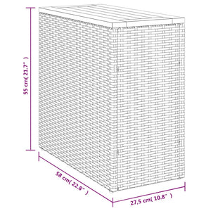 vidaXL Garten-Beistelltisch Holzplatte Beige 58x27,5x55 cm Poly Rattan