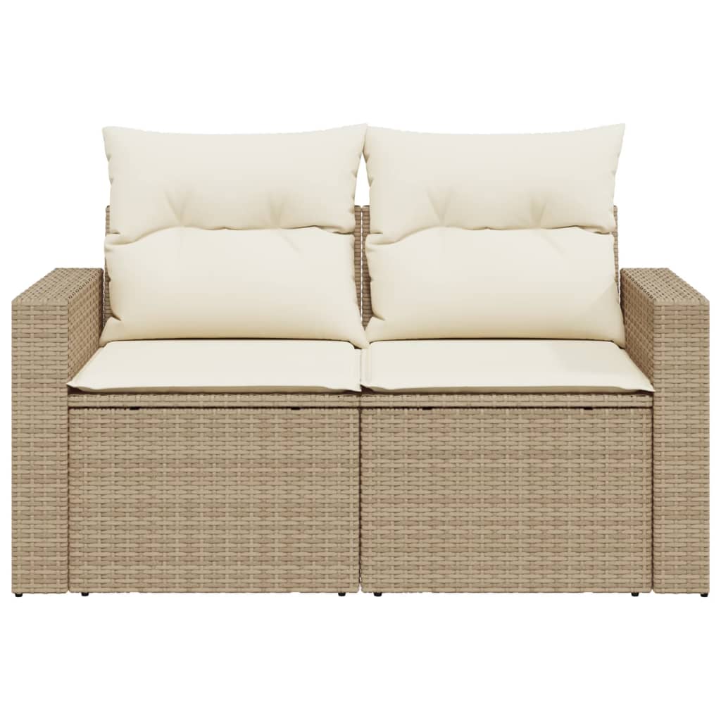 vidaXL Gartensofa mit Kissen 2-Sitzer Beige Poly Rattan