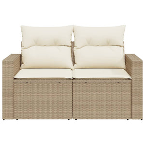 vidaXL Gartensofa mit Kissen 2-Sitzer Beige Poly Rattan