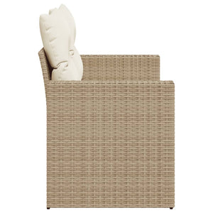 vidaXL Gartensofa mit Kissen 2-Sitzer Beige Poly Rattan