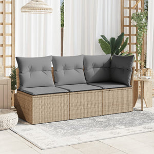 Garten-Ecksofa mit Kissen Beige Poly Rattan Stilecasa