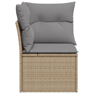 Garten-Ecksofa mit Kissen Beige Poly Rattan