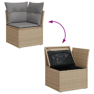 Garten-Ecksofa mit Kissen Beige Poly Rattan