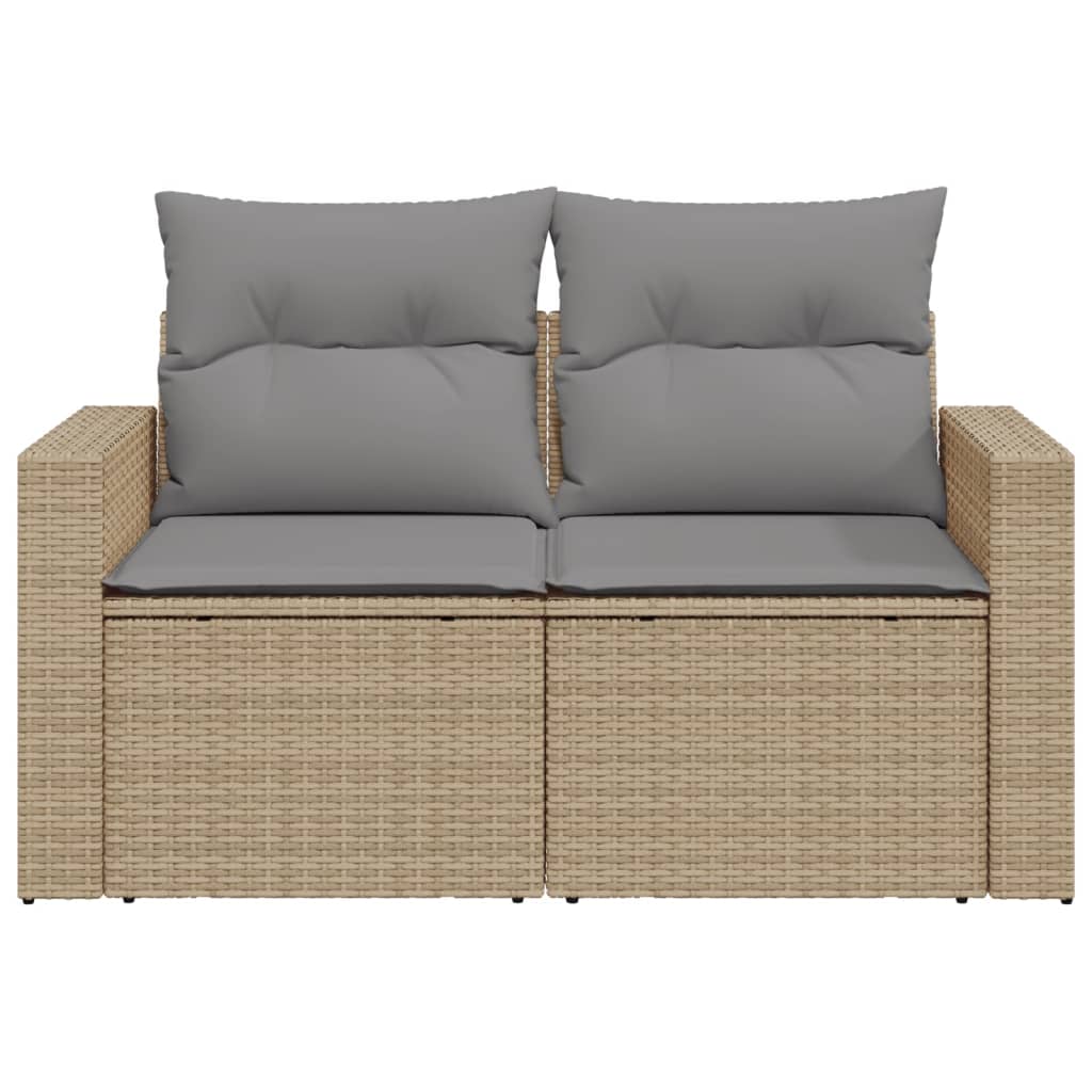 vidaXL Gartensofa mit Kissen 2-Sitzer Beige Poly Rattan