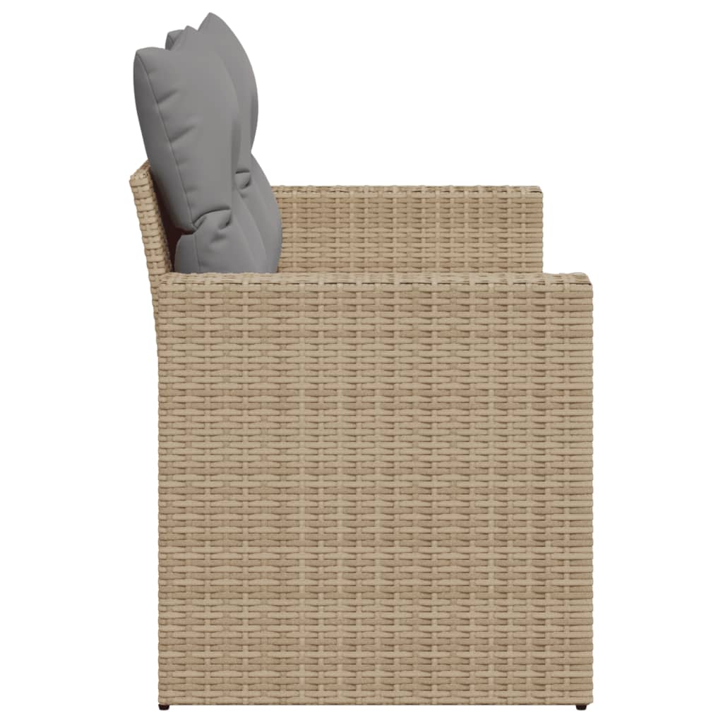 vidaXL Gartensofa mit Kissen 2-Sitzer Beige Poly Rattan