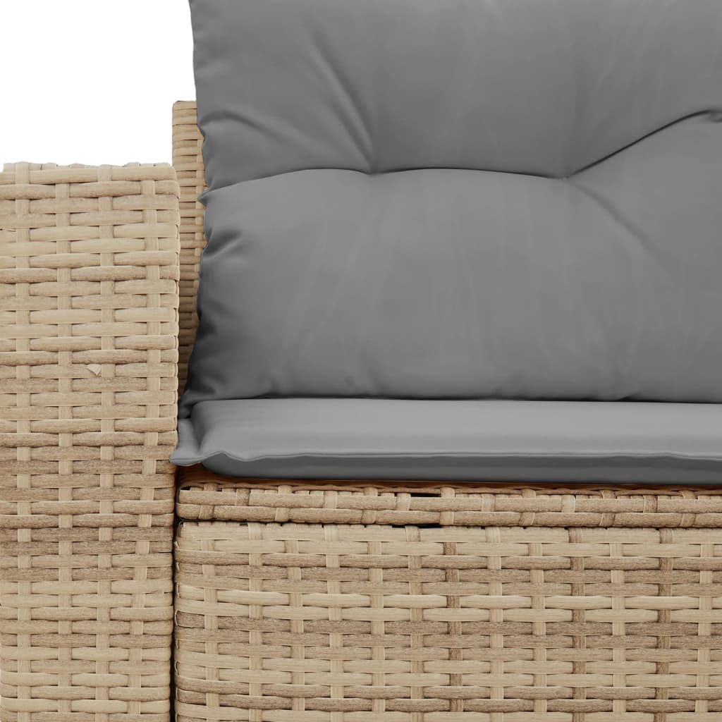 vidaXL Gartensofa mit Kissen 2-Sitzer Beige Poly Rattan