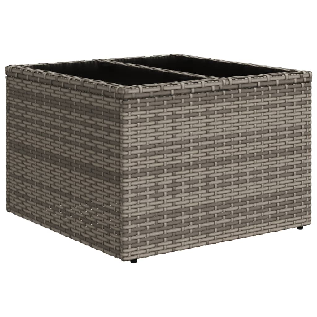 Gartentisch mit Glasplatte Grau 55x55x37 cm Poly Rattan VIDAXL