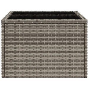 Gartentisch mit Glasplatte Grau 55x55x37 cm Poly Rattan VIDAXL