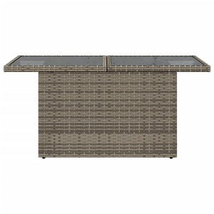 vidaXL Gartentisch mit Glasplatte Grau 100x55x73 cm Poly Rattan