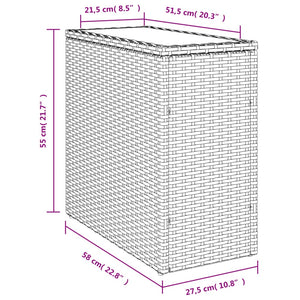 Garten-Beistelltisch mit Glasplatte Grau 58x27,5x55 cm Rattan VIDAXL