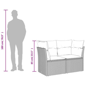 Gartensofa mit Kissen 2-Sitzer Hellgrau Poly Rattan