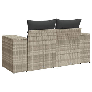 vidaXL Gartensofa mit Kissen 2-Sitzer Hellgrau Poly Rattan