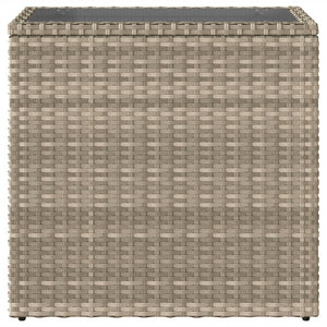 Garten-Beistelltisch mit Glasplatte 58x27,5x55 cm Poly Rattan