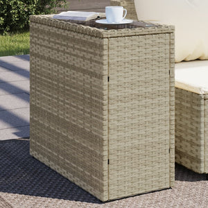 vidaXL Garten-Beistelltisch mit Glasplatte 58x27,5x55 cm Poly Rattan