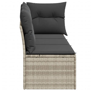 vidaXL Gartensofa mit Kissen 3-Sitzer Hellgrau Poly Rattan