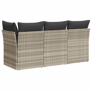 vidaXL Gartensofa mit Kissen 3-Sitzer Hellgrau Poly Rattan