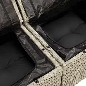 vidaXL Gartensofa mit Kissen 3-Sitzer Hellgrau Poly Rattan