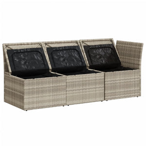 vidaXL Gartensofa mit Kissen 3-Sitzer Hellgrau Poly Rattan