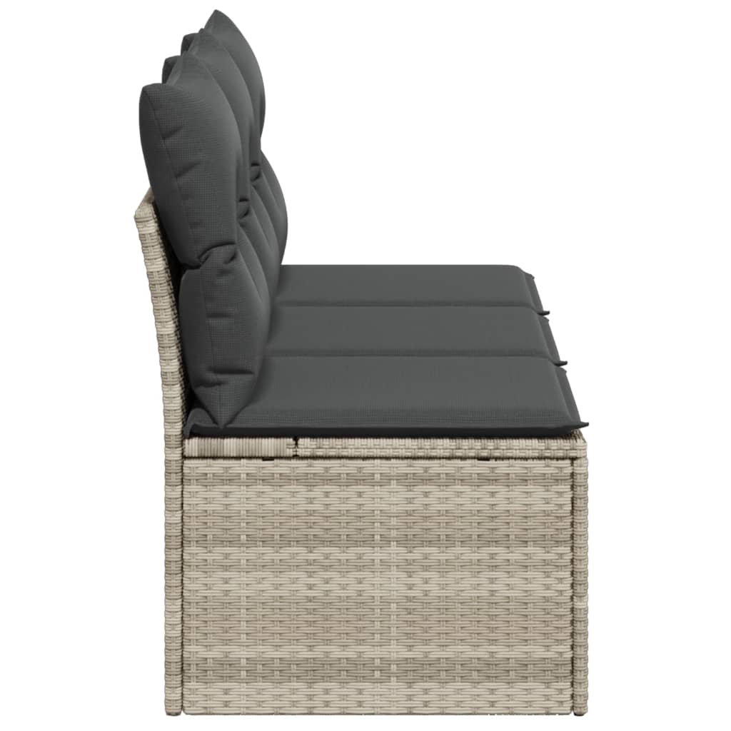 Gartensofa mit Kissen 3-Sitzer Hellgrau Poly Rattan Stilecasa