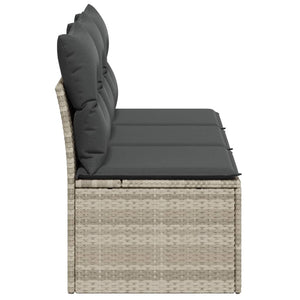 Gartensofa mit Kissen 3-Sitzer Hellgrau Poly Rattan Stilecasa