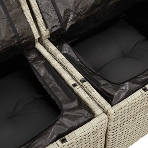 Gartensofa mit Kissen 3-Sitzer Hellgrau Poly Rattan Stilecasa