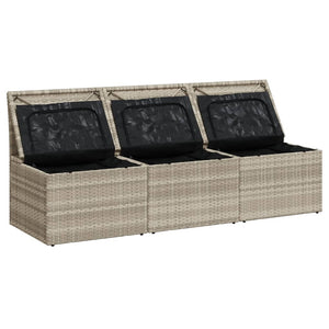 Gartensofa mit Kissen 3-Sitzer Hellgrau Poly Rattan Stilecasa