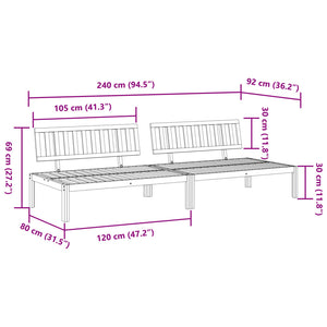 vidaXL Garten-Mittelsofas aus Paletten 2 Stk. Massivholz Akazie