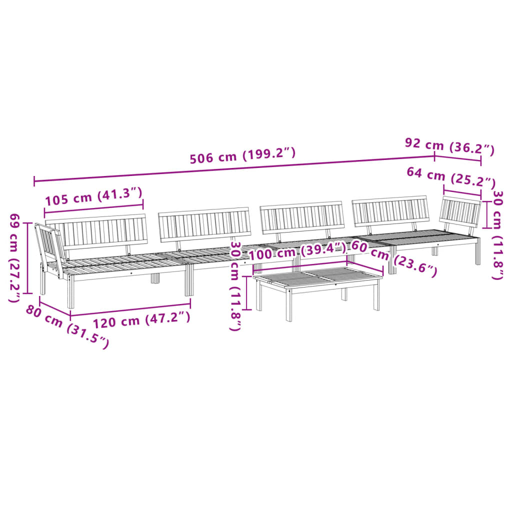 vidaXL 5-tlg. Garten-Sofagarnitur aus Paletten Massivholz Akazie