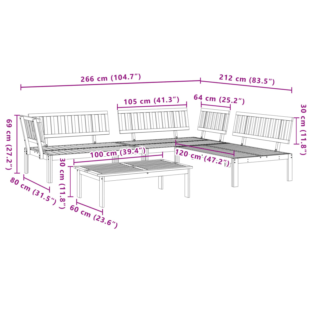 vidaXL 4-tlg. Garten-Sofagarnitur aus Paletten Massivholz Akazie