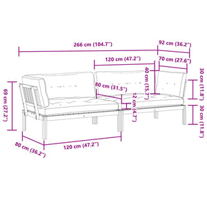 vidaXL Garten-Ecksofas aus Paletten mit Kissen 2 Stk Massivholz Akazie