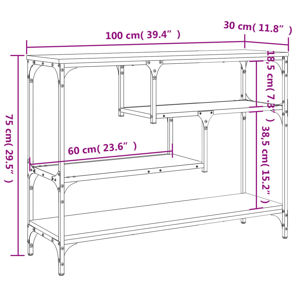 vidaXL Konsolentisch Braun Eichen-Optik 100x30x75 cm Holzwerkstoff