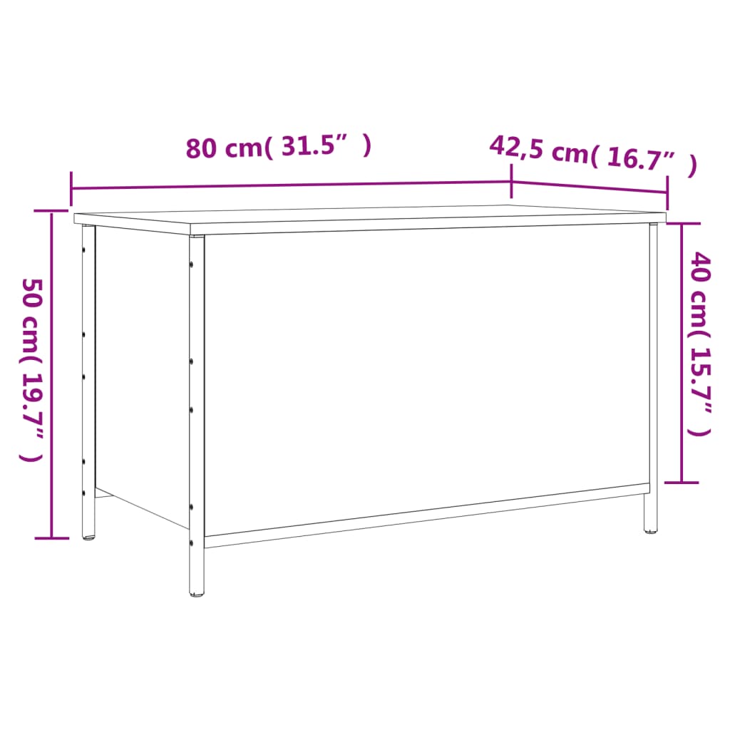 vidaXL Sitzbank mit Stauraum Braun Eiche 80x42,5x50 cm Holzwerkstoff