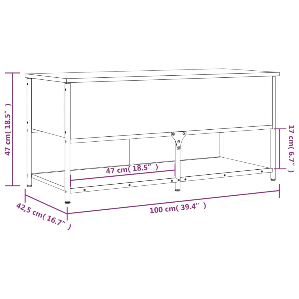 vidaXL Sitzbank mit Stauraum Braun Eichen-Optik 100x42,5x47 cm