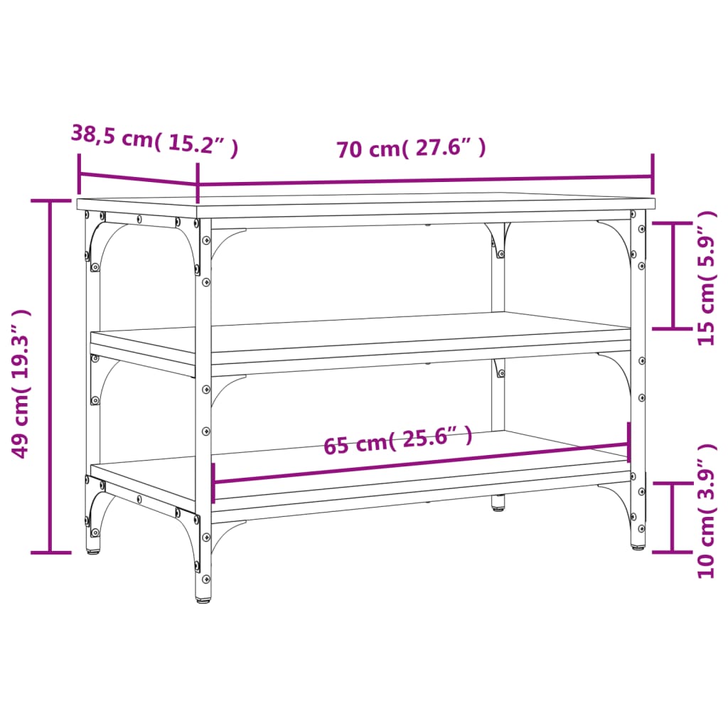 vidaXL Schuhbank Räuchereiche 70x38,5x49 cm Holzwerkstoff