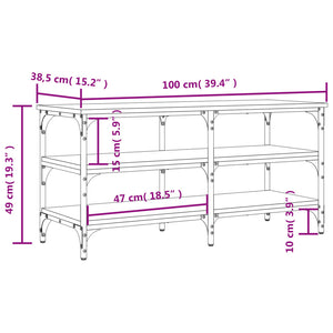 Schuhbank Schwarz 100x38,5x49cm Holzwerkstoff Stilecasa