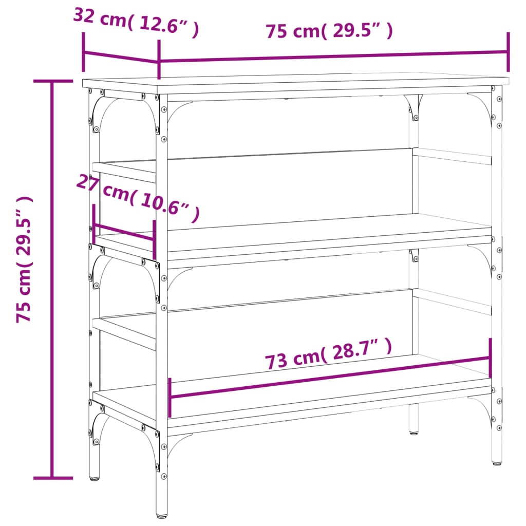 vidaXL Konsolentisch Sonoma-Eiche 75x32x75 cm Holzwerkstoff