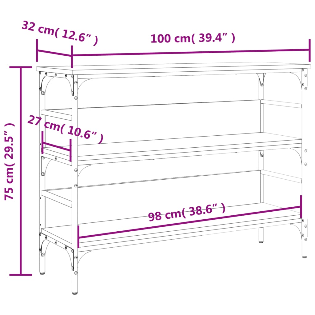 Konsolentisch Räuchereiche 100x32x75 cm Holzwerkstoff Stilecasa