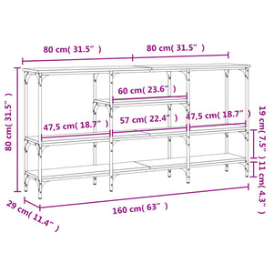 vidaXL Konsolentisch Schwarz 160x29x80 cm Holzwerkstoff