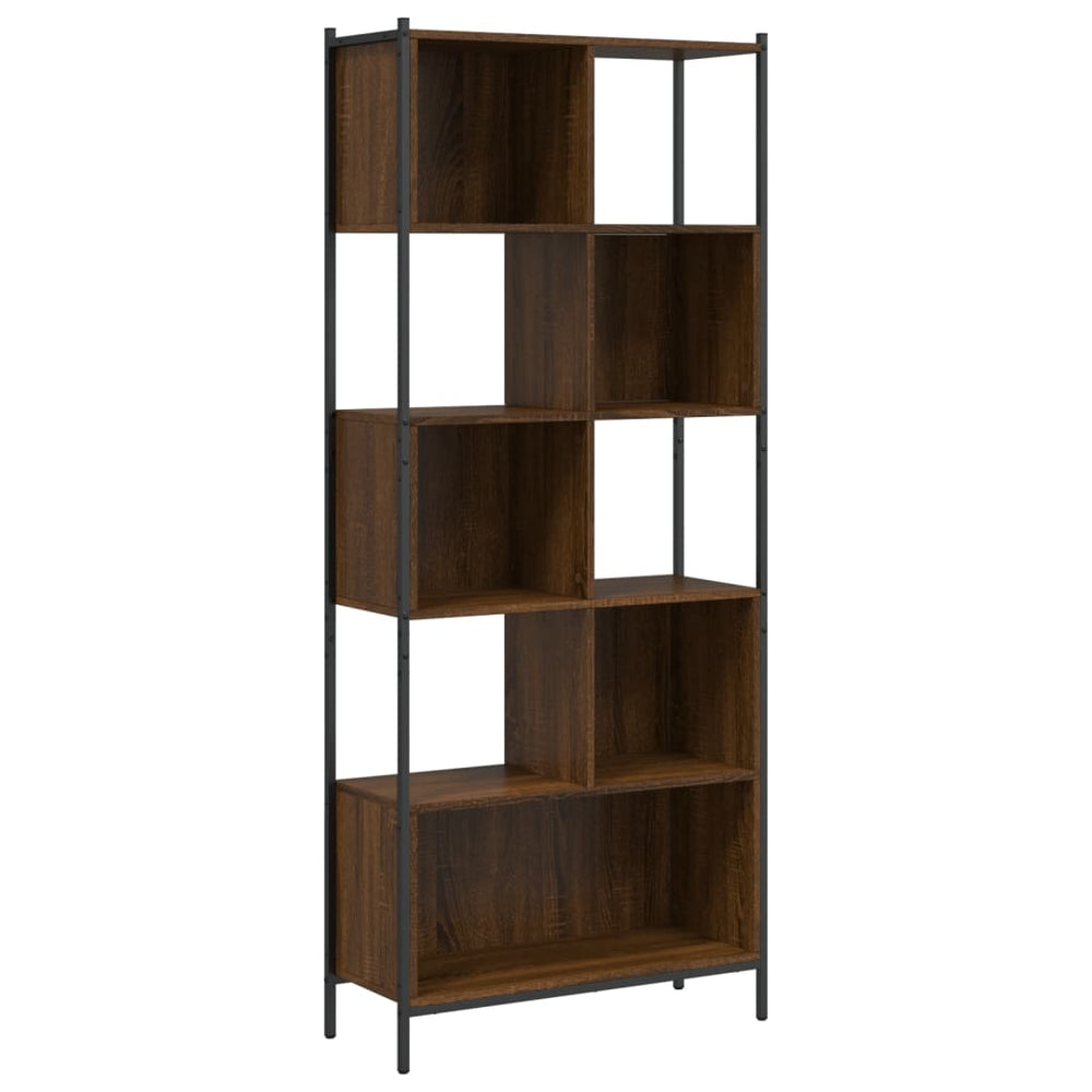 Bücherregal Braun Eichen-Optik 72x28x172 cm Holzwerkstoff Stilecasa