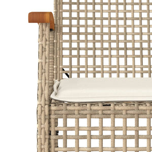 vidaXL 3-tlg. Garten-Essgruppe mit Kissen Beige Poly Rattan