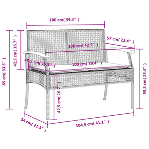 vidaXL 3-tlg. Garten-Essgruppe mit Kissen Beige Poly Rattan