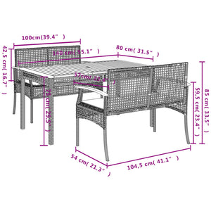 vidaXL 3-tlg. Garten-Essgruppe mit Kissen Beige Poly Rattan